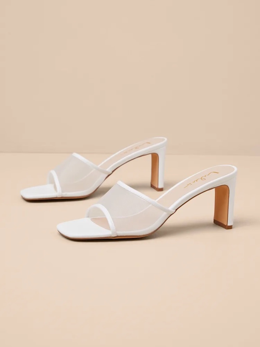 Lulu’s White Mesh Slide Heels for Women